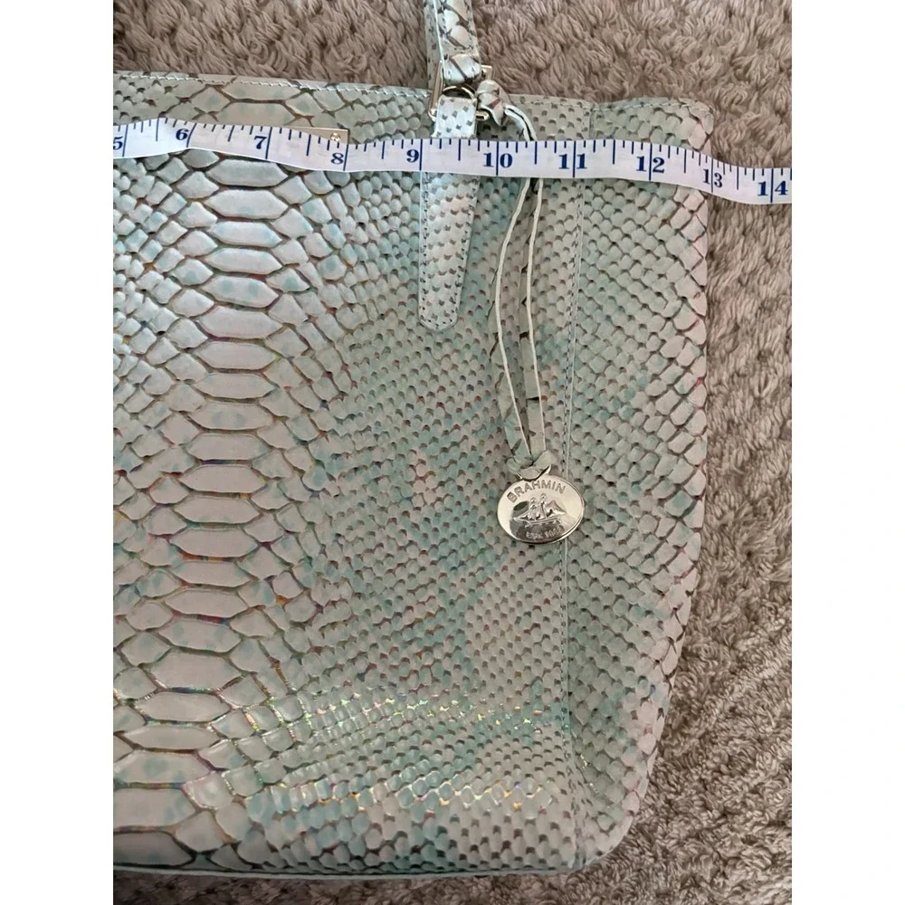 Brahmin Harrison Carryall Python Opal Green Seville Leather Bag
